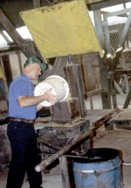 Phil Rowe sieving bananas to collect the seeds of potential hybrids (photo by N. Roux).